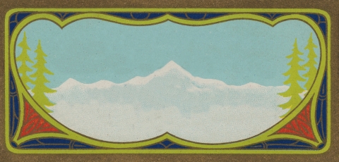 Vintage Label Snow Covered Mountains