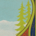 Vintage Label Snow Covered Mountains